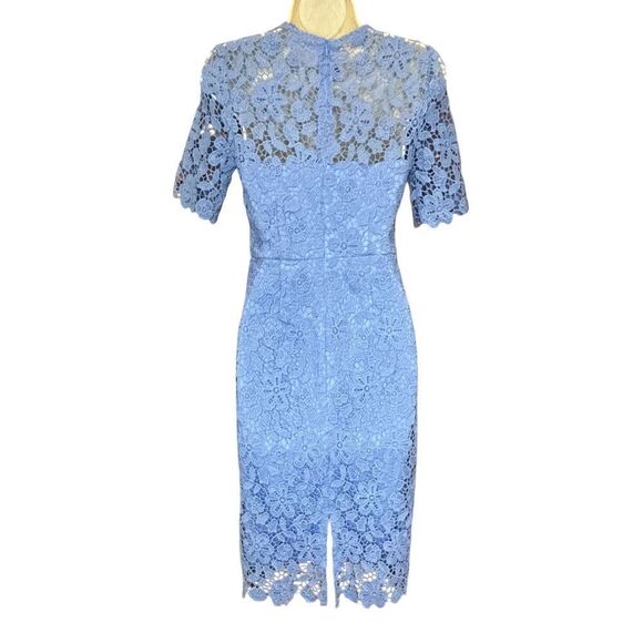 Eliza J Illusion Sleeve Lace Sheath Dress In Blue NWT Size 0 - Picture 4 of 7